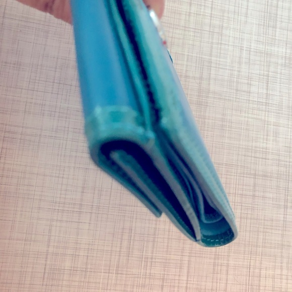 Coach French Calfskin Large Wallet Turquoise Teal - Picture 3 of 16